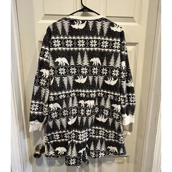 Old Navy Fleece Pajama‎ Shorts Romper Winter Bear Print Jumpsuit Size XL - Picture 7 of 7